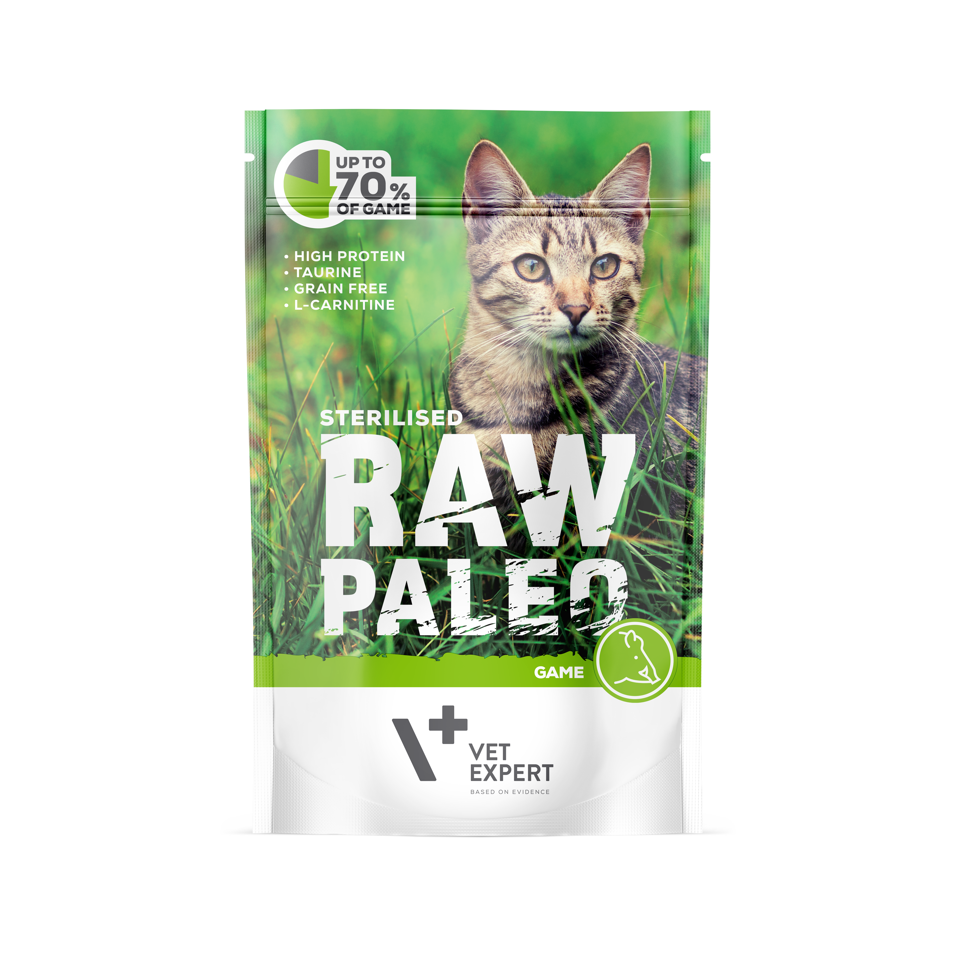 VetExpert Raw Paleo Sterilised Wild - Nassfutter für kastrierte Katzen Premium getreidefreies Katzenfutter, Alleinfuttermittel, Trockenfutter, Nassfutter, Katzenbedarf, Katzennahrung, Katzenernährung